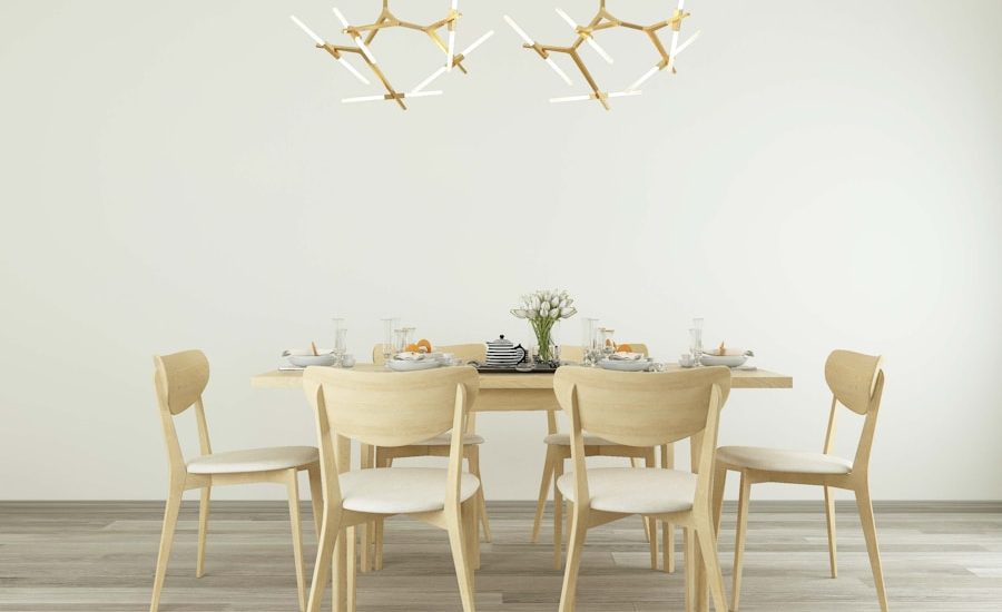 Photo "Warm wooden chandelier for dining table"